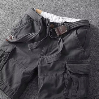 Relaxed cargo shorts with belt and drawstring for men | Palermo Vitali -7