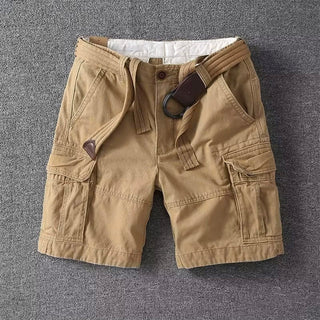 Relaxed cargo shorts with belt and drawstring for men | Palermo Vitali -1