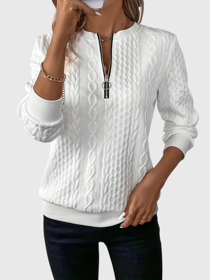 Cable-knit zip cosy everyday sweatshirt for women | Lynne -1