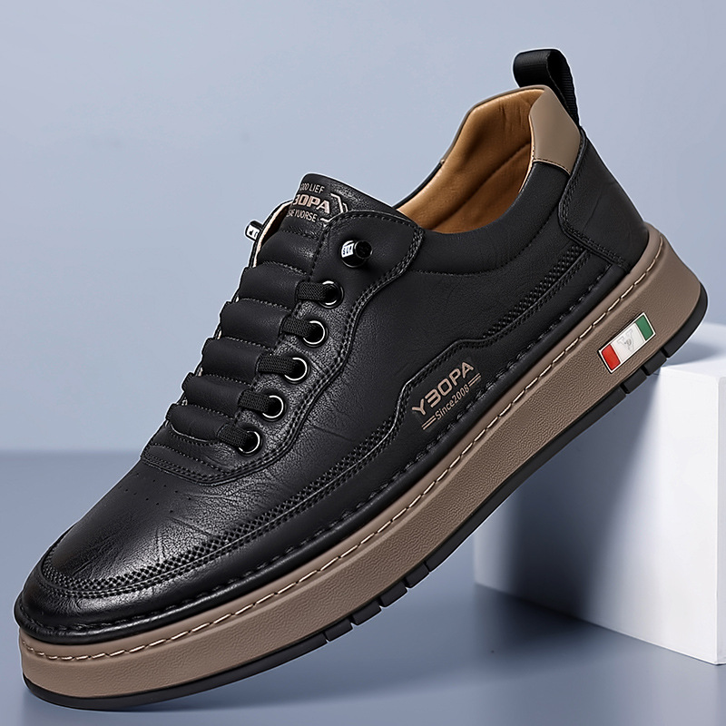 Italian-style genuine leather trainers for men | Lucetti -18