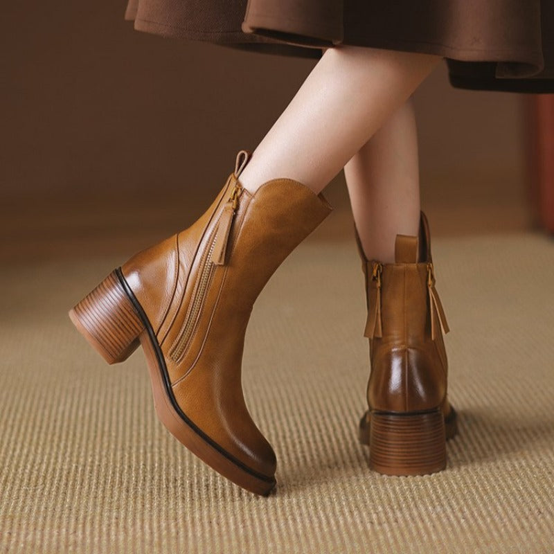 High-heel metal-zip ankle boots for women | Selene -4