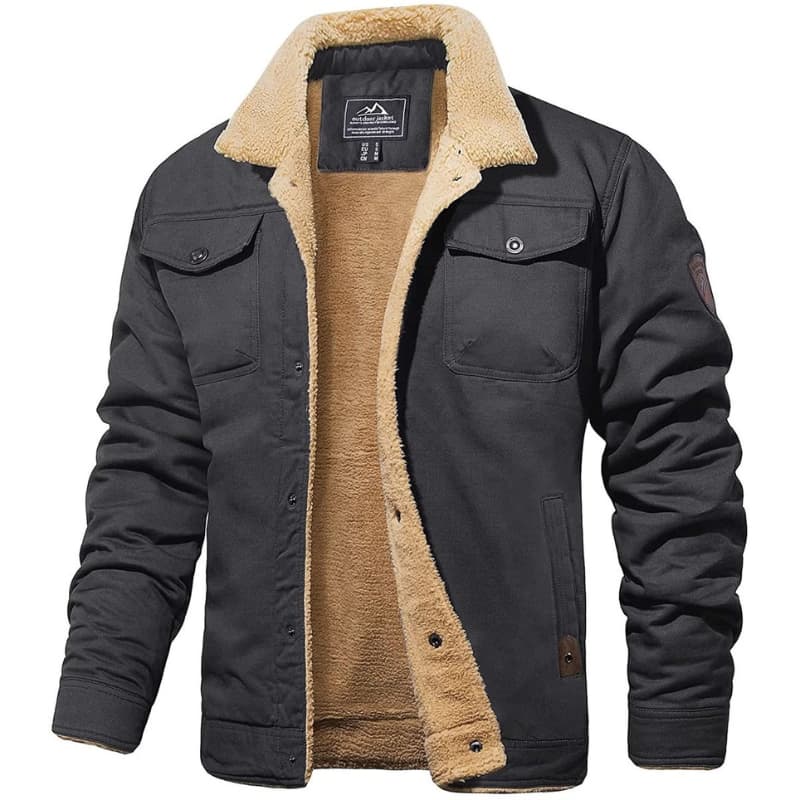 Sherpa-lined button-front casual jacket for men | Branton -8