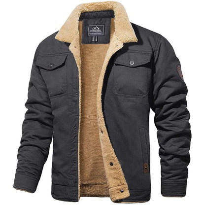 Sherpa-lined button-front casual jacket for men | Branton -8