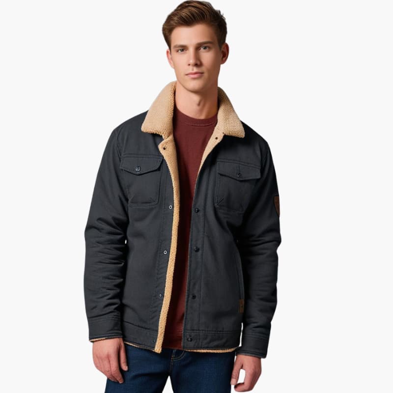 Sherpa-lined button-front casual jacket for men | Branton -9