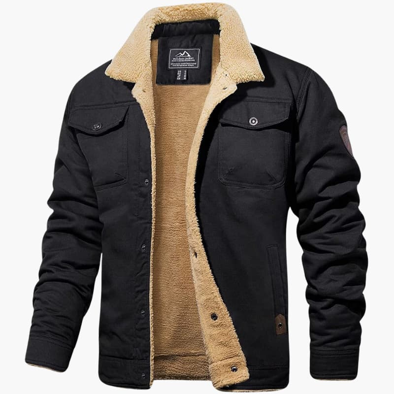 Sherpa-lined button-front casual jacket for men | Branton -5