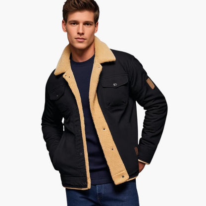 Sherpa-lined button-front casual jacket for men | Branton -7