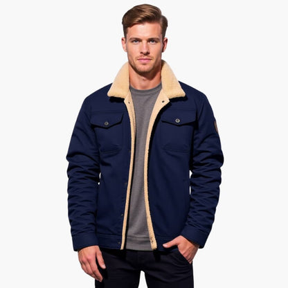 Sherpa-lined button-front casual jacket for men | Branton -4