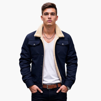 Sherpa-lined button-front casual jacket for men | Branton -3