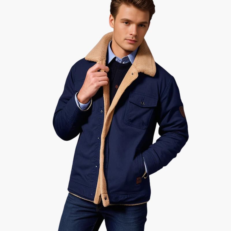 Sherpa-lined button-front casual jacket for men | Branton -2