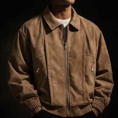 Ravello | Men's Suede Style Oversized Bomber Jacket