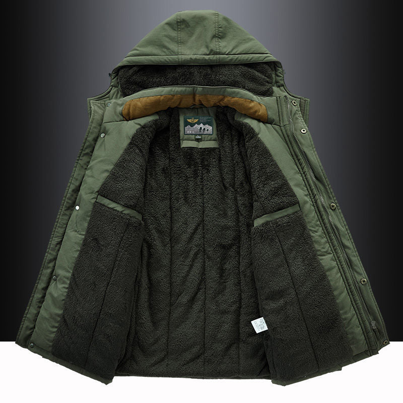 Fleece-lined hooded thigh-length winter parka for men | Hudson -4