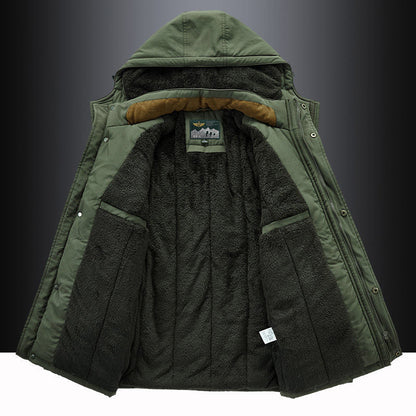 Fleece-lined hooded thigh-length winter parka for men | Hudson -4
