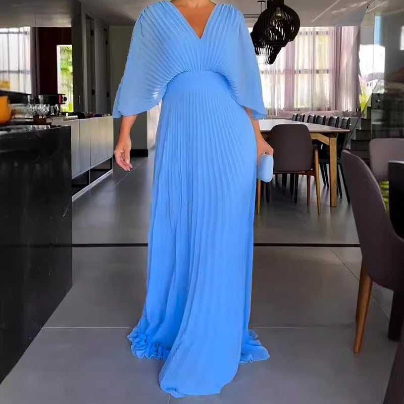 Floating ribbed maxi dress for women | Ria -10