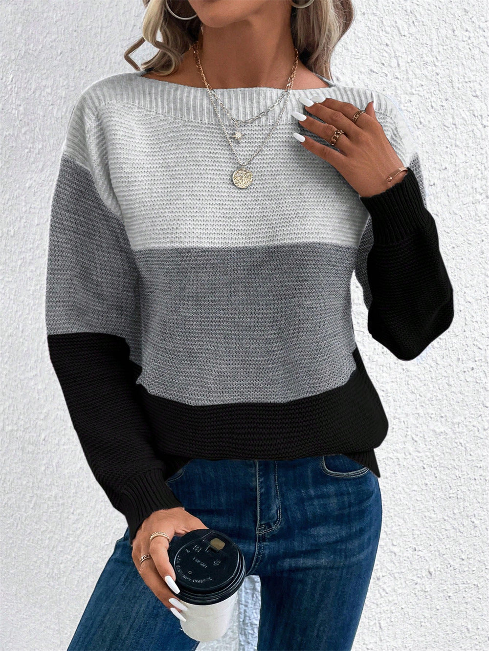 Colourblock knit everyday sweater for women | Hailey -5