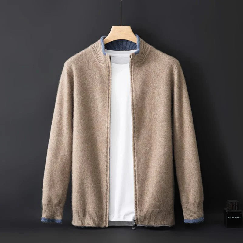 Pure cashmere zip everyday jacket for men | Riku -2