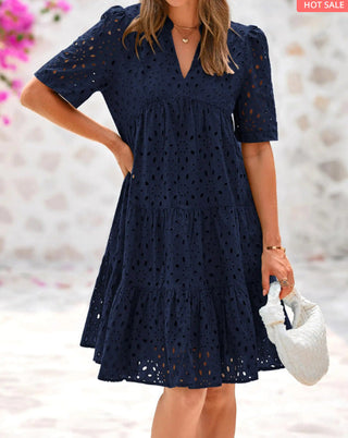 Chic lace ruffle summer mini dress for women | Rica -3