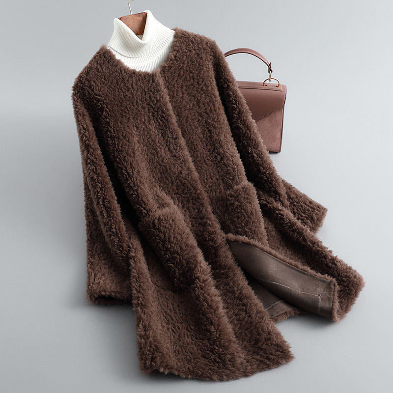 Cosy sherpa fleece hooded coat for women | Amalia -7