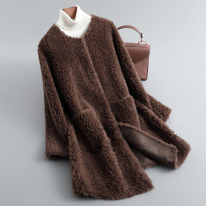 Cosy sherpa fleece hooded coat for women | Amalia -7