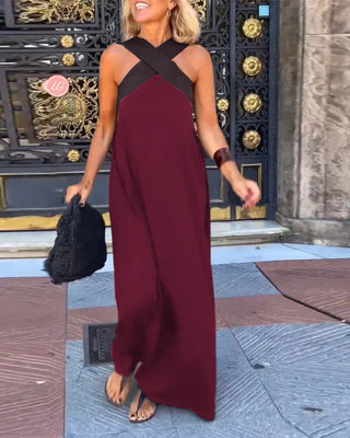 Elegant crossed-cut everyday dress for women | Delphine -9