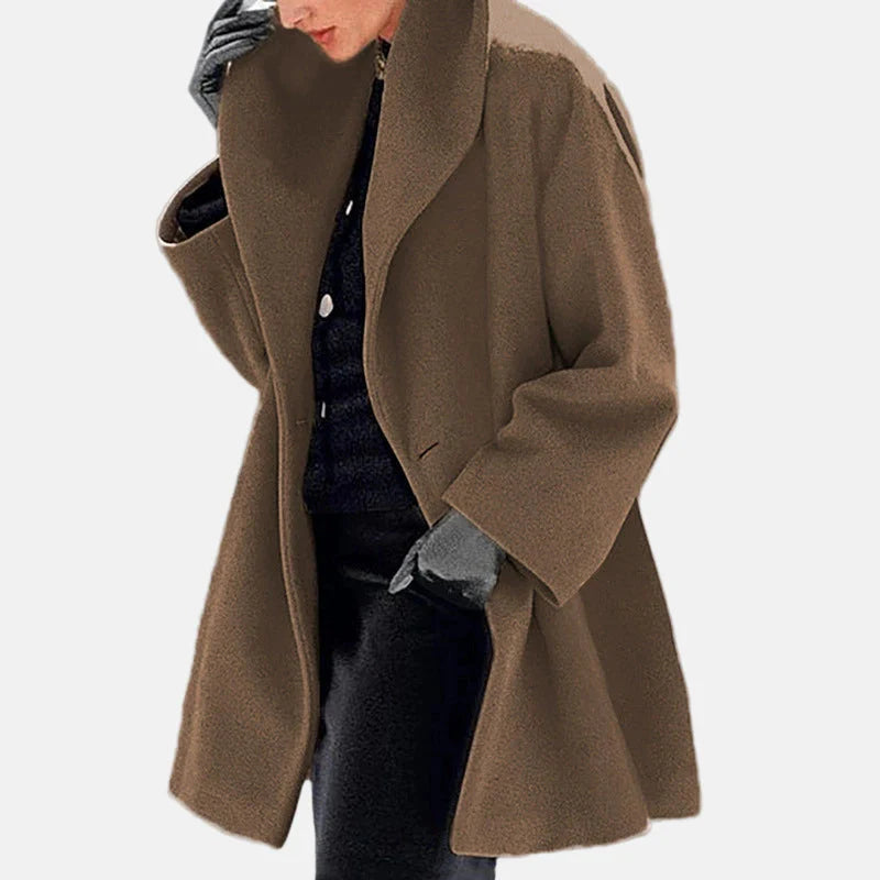 Oversized hooded thigh-length coat for women | Elowen -5