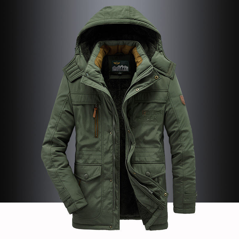 Fleece-lined hooded thigh-length winter parka for men | Hudson -3