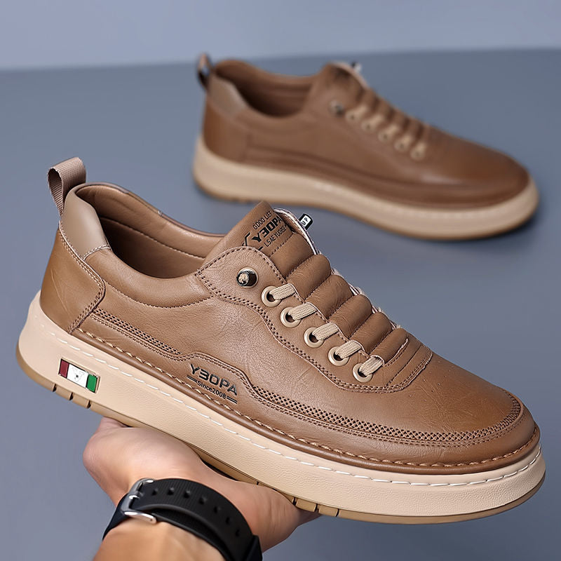 Italian-style genuine leather trainers for men | Lucetti -4