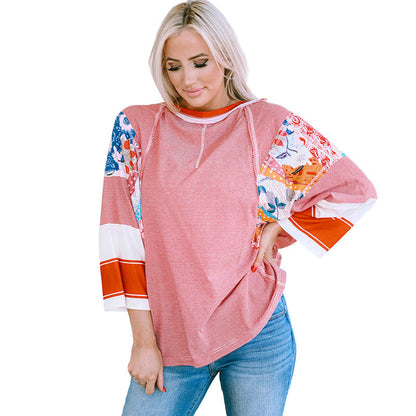 Lightweight patchwork batwing casual top for women | Bailey -4