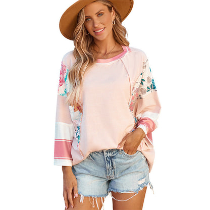 Lightweight patchwork batwing casual top for women | Bailey -3