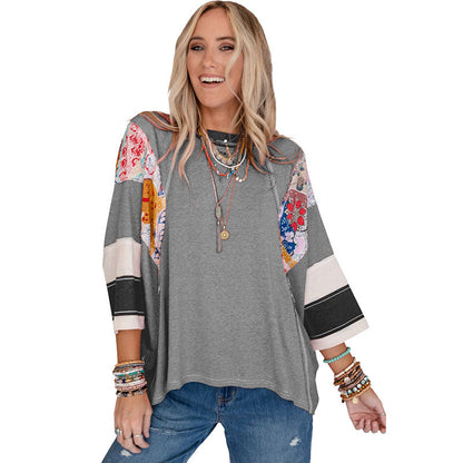 Lightweight patchwork batwing casual top for women | Bailey -6