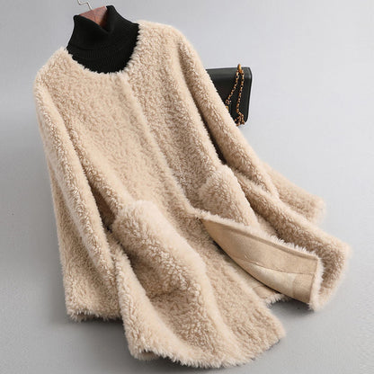 Cosy sherpa fleece hooded coat for women | Amalia -3