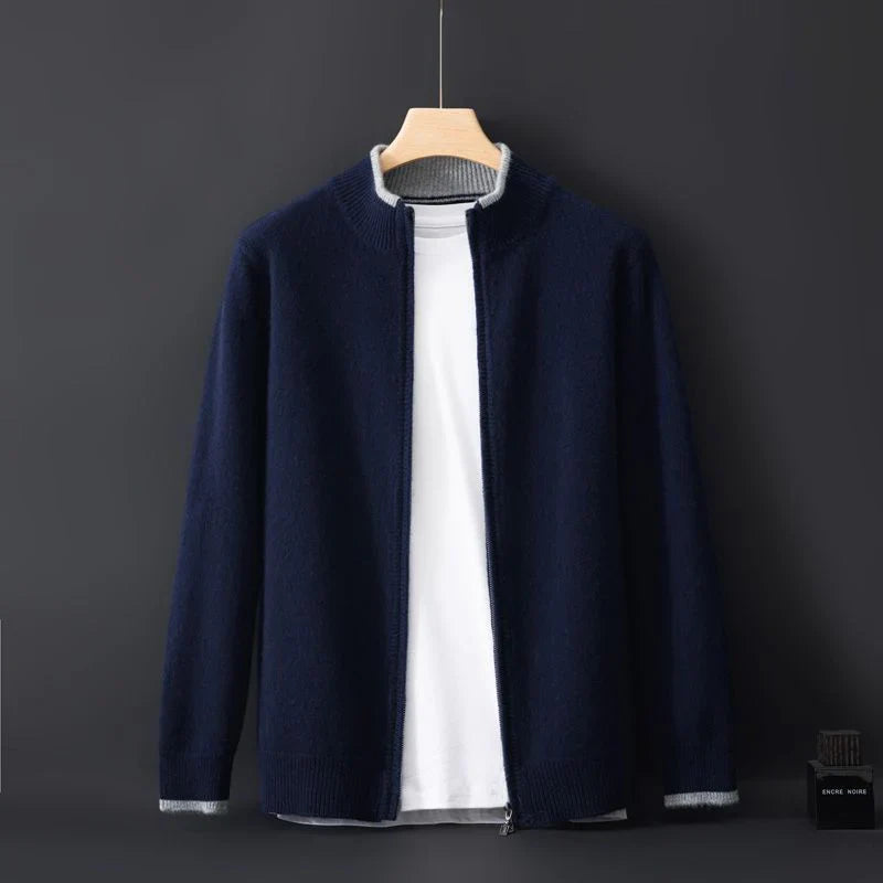 Pure cashmere zip everyday jacket for men | Riku -7