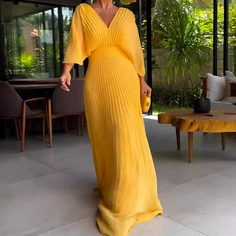 Floating ribbed maxi dress for women | Ria -8