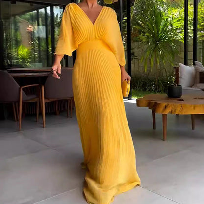 Floating ribbed maxi dress for women | Ria -8