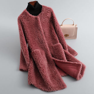 Cosy sherpa fleece hooded coat for women | Amalia -5