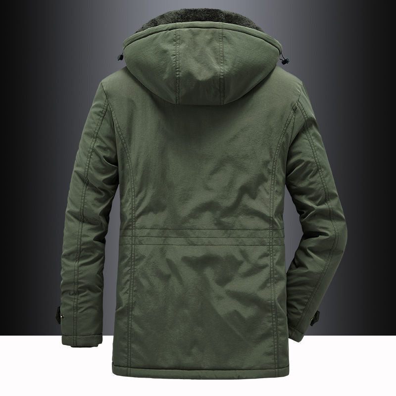 Fleece-lined hooded thigh-length winter parka for men | Hudson -5