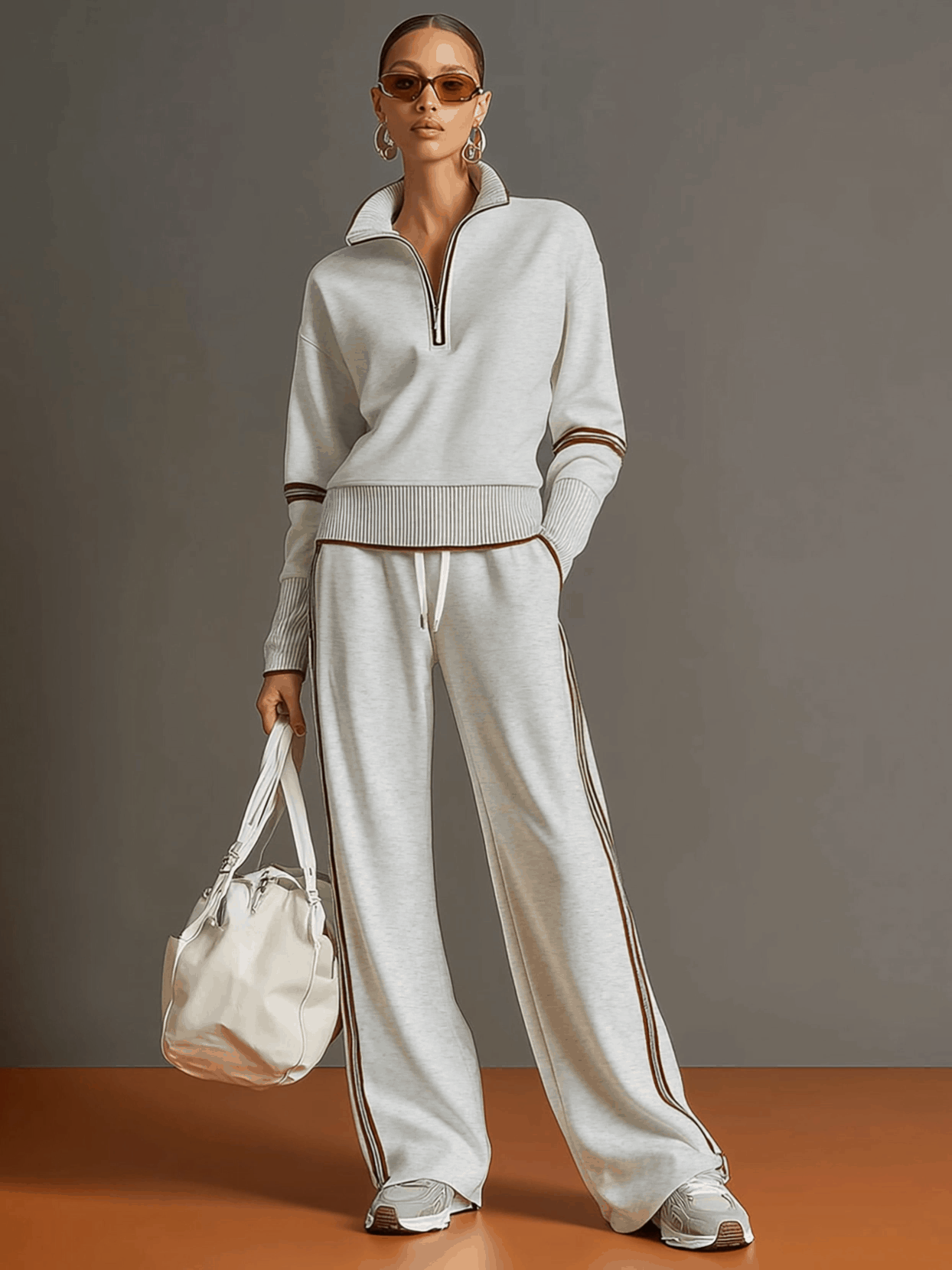 Sport luxe half-zip two-piece set for women | Zerina -2