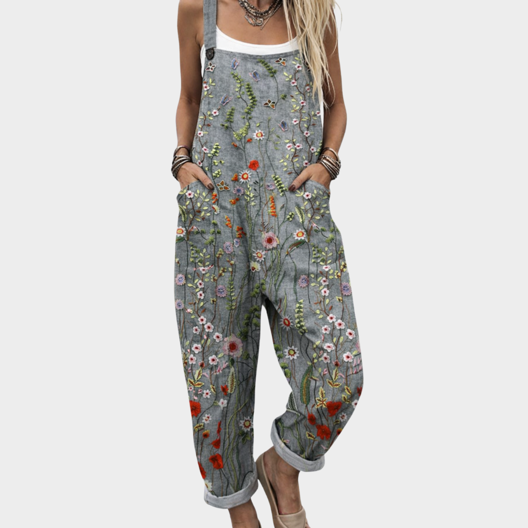 Marisette | Women's Grey Floral Print Overall