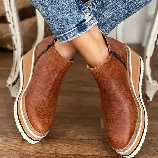 Platform wedge everyday ankle boots for women | Sienna -4