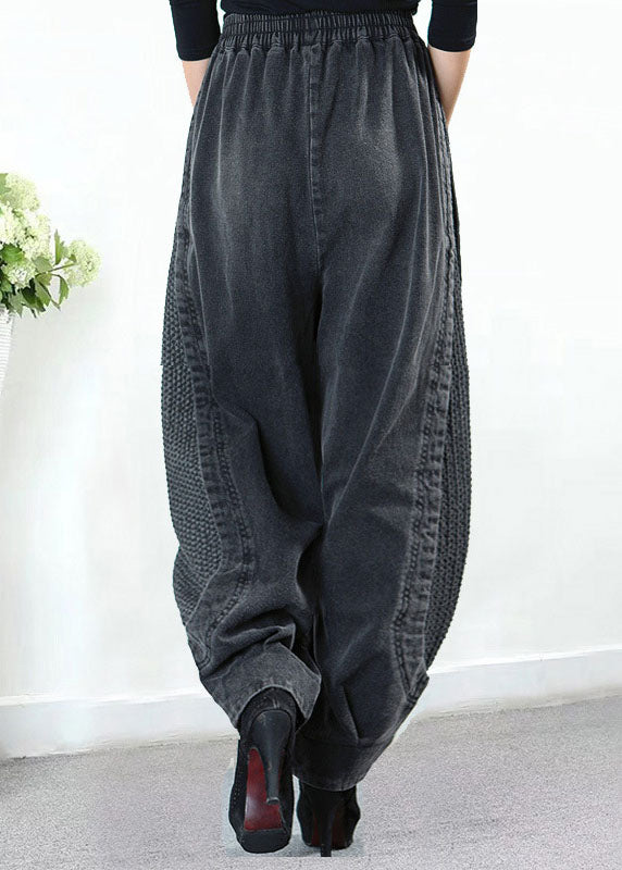 Patchwork harem denim everyday trousers for women | Harempatch -3