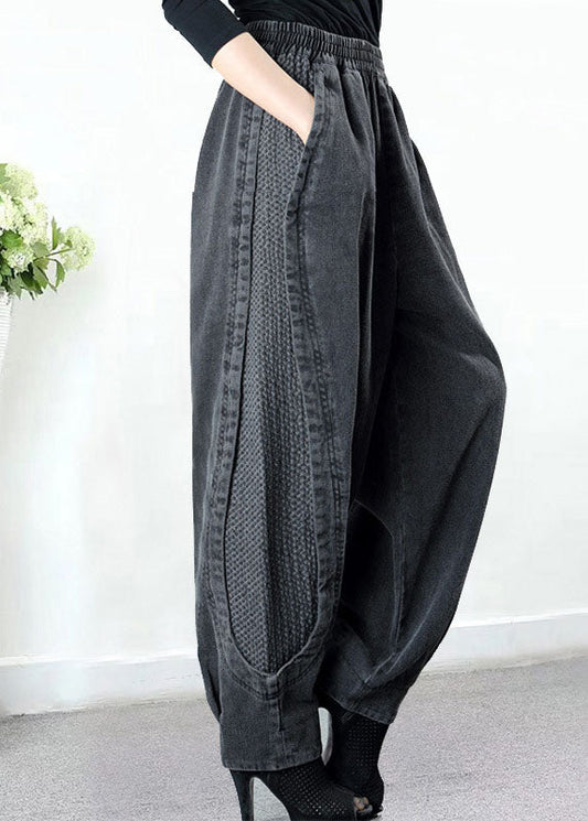 Patchwork harem denim everyday trousers for women | Harempatch -1