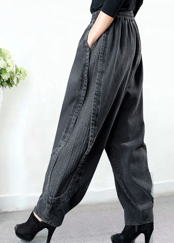 Patchwork harem denim everyday trousers for women | Harempatch -4