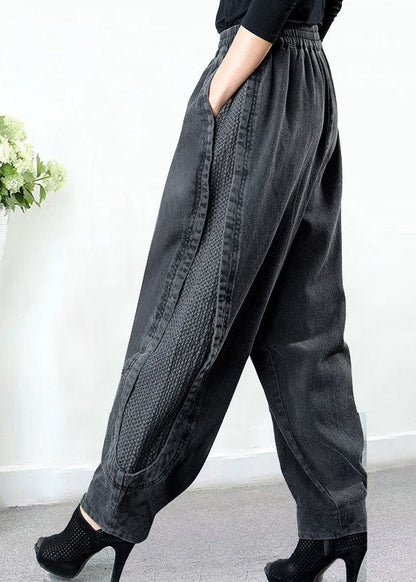 Patchwork harem denim everyday trousers for women | Harempatch -4