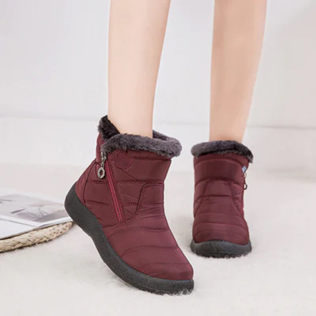 Elowen | Women's Faux Fur Lined Snow Boots with Side Zip