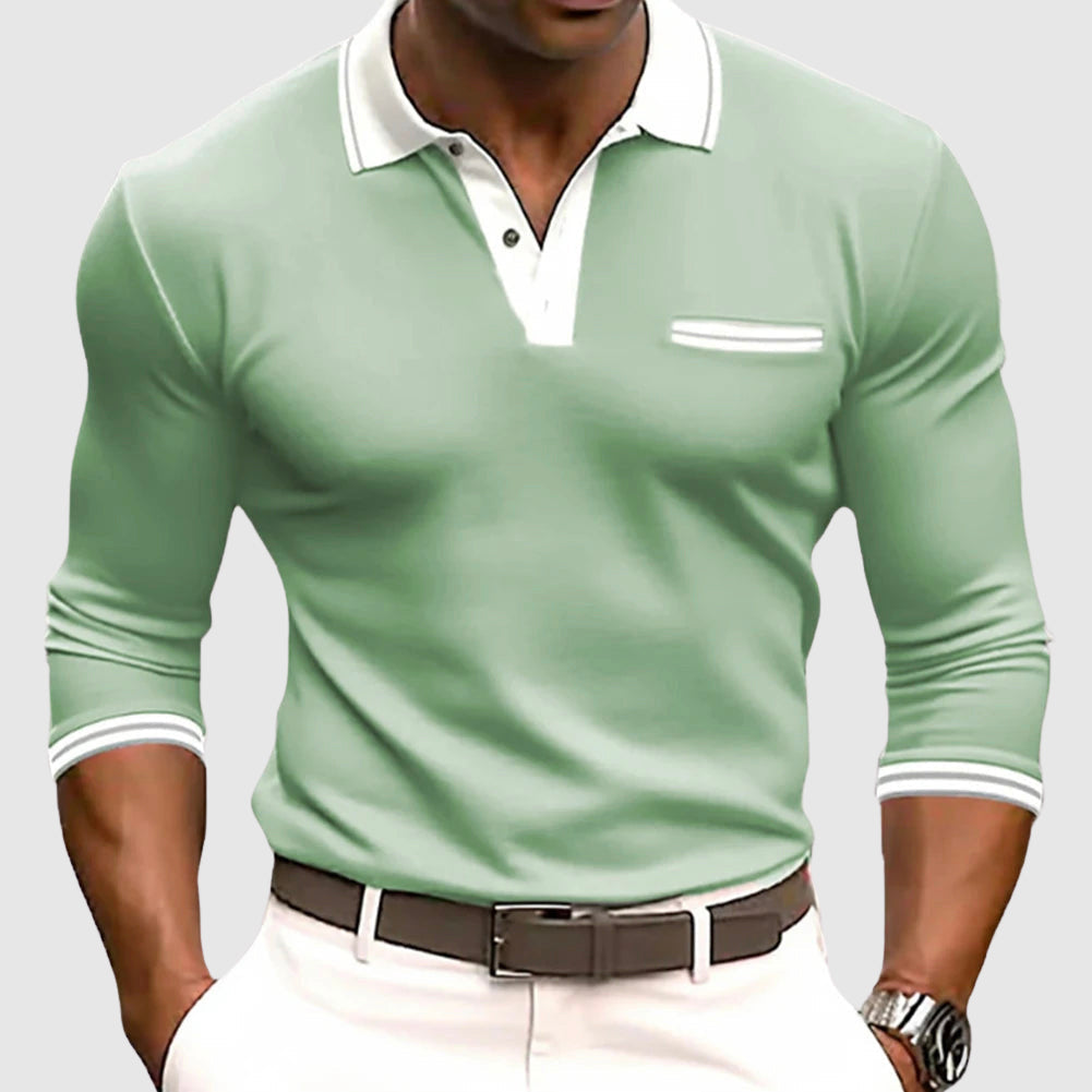 Long-sleeve contrast-trim casual shirt for men | Active Russo -4
