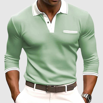 Long-sleeve contrast-trim casual shirt for men | Active Russo -4