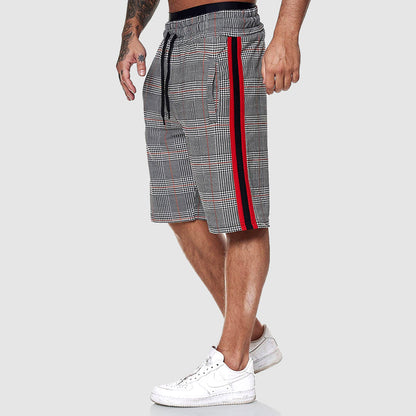 Plaid drawstring knee-length casual shorts for men | Alpha Russo -1