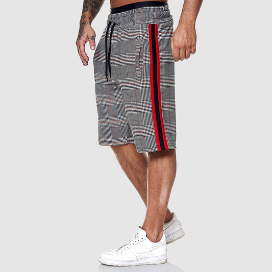 Plaid drawstring knee-length casual shorts for men | Alpha Russo -1