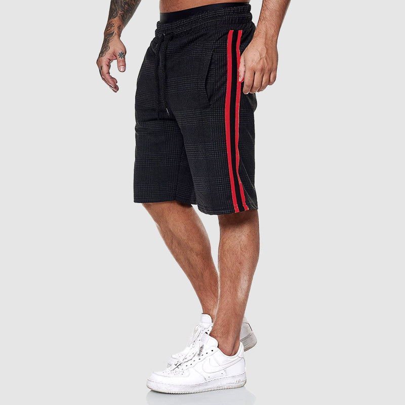 Plaid drawstring knee-length casual shorts for men | Alpha Russo -3