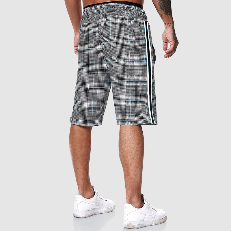 Plaid drawstring knee-length casual shorts for men | Alpha Russo -5