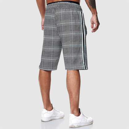 Plaid drawstring knee-length casual shorts for men | Alpha Russo -5
